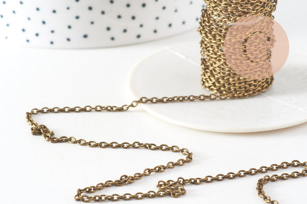 Chaine forçat fer bronze 3x2mm, x5 mètres (G0737)