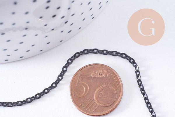 Chaine forçat fer noir intense 3.25mm, x1 mètre (G10744)