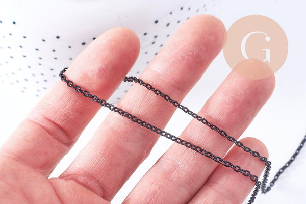 Chaine forçat fer noir intense 3.25mm, x1 mètre (G10744)