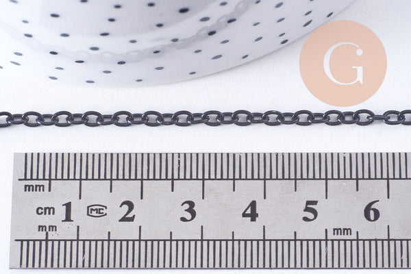 Chaine forçat fer noir intense 3.7mm, x1 mètre (G10743)