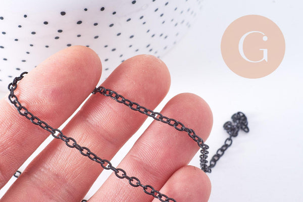 Chaine forçat fer noir intense 3.7mm, x1 mètre (G10743)