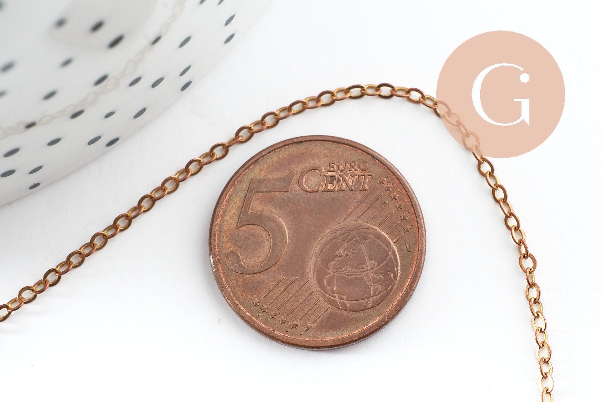 Chaine forçat laiton brut 1.5mm création bijoux, x5 metres (G9735)