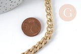 Chaîne gourmette aluminium doré non soudée 11.5x7x2mm, x1 mètre (G9111)