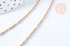 Chaine laiton doré 18k fantaisie résine rose,chaine fantaisie dore,chaine complète,2mm,40cm, x1 G3488