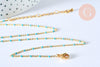 Chaine laiton doré 18k fantaisie résine turquoise 2mm,40cm, x1 (G3152)