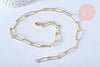 Chaine laiton doré clair maille rectangle,chaine collier,chaine large,20x6.5mm,chaine complète 47.5cm, x1 G2630