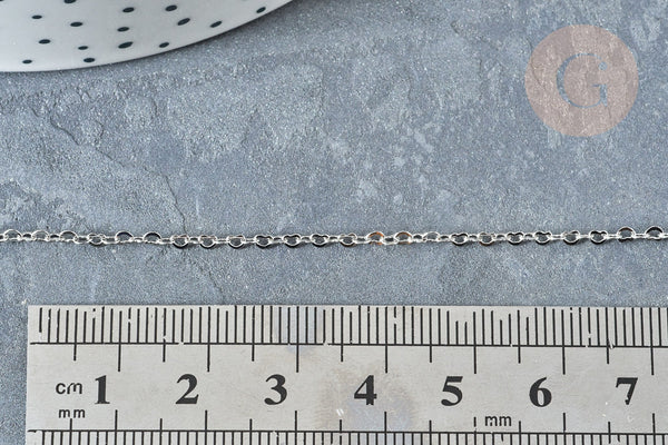Chaine laiton platine maille coeur 1.8x2.4mm, x1 mètre (G8141)