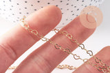 Chaine maille coeur laiton doré 18K 3mm, x1 mètre (G10519)