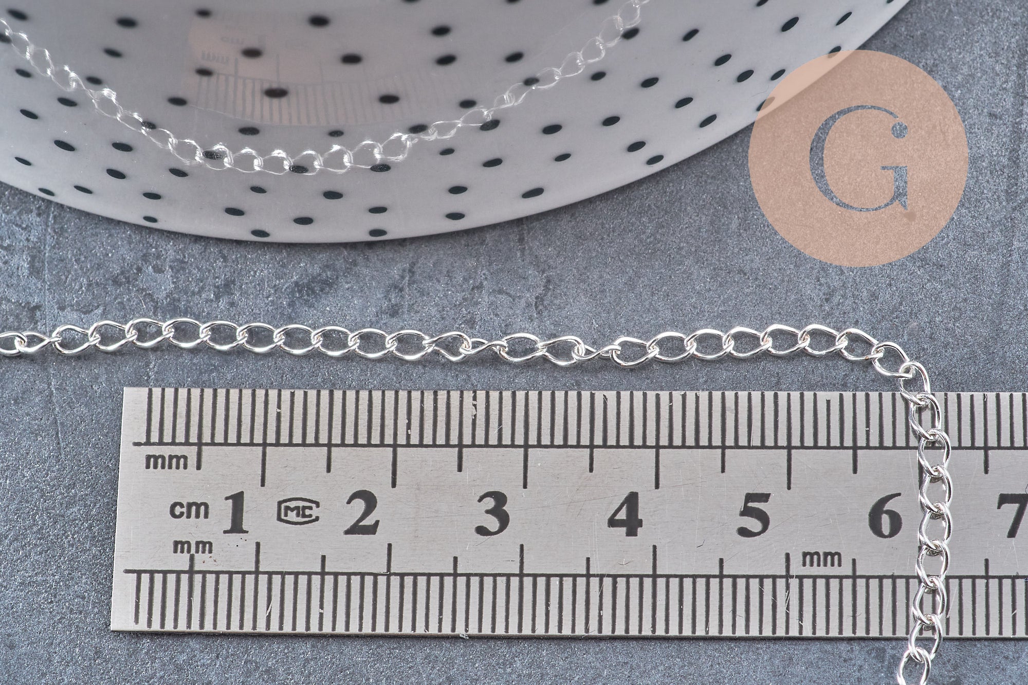 Chaine maille courbe acier 304 inoxydable argenté 4x2.5mm, x1 mètre (G10869)