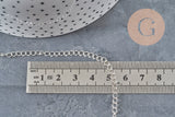 Chaîne maille courbe en acier inoxydable 304 argenté 4x3mm, mesurée sur une règle.
