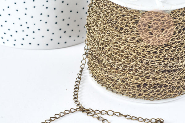 Chaine maille curb fer bronze 6mm,chaine création bijoux vintage, grossiste chaine, x1 metre (G8566)