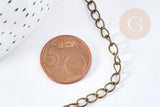 Chaine maille curb fer bronze 6mm,chaine création bijoux vintage, grossiste chaine, x1 metre (G8566)