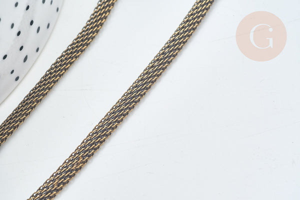 Chaine maille fantaisie fer bronze 4mm,chaine création bijoux vintage, grossiste chaine, 1 metre G7831