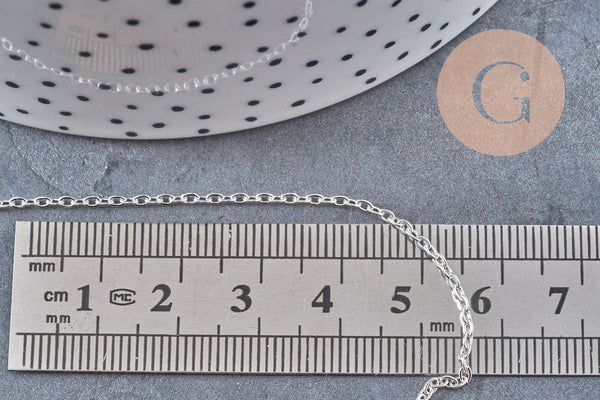 Chaine maille forçat acier 304 inoxydable argenté 2x1.5mm, x1 mètre (G10865)