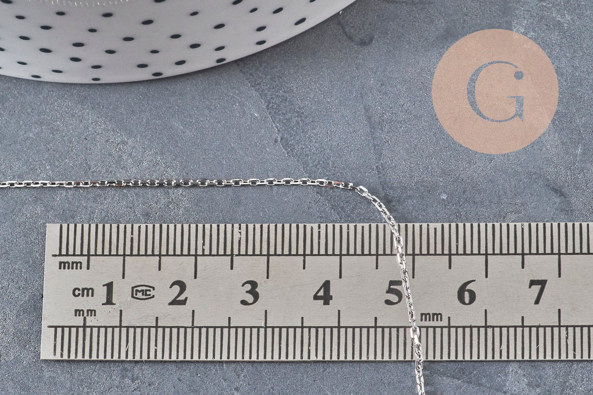 Platinum stainless steel flat cable chain 1.5mm, x1 meter (G11194)
