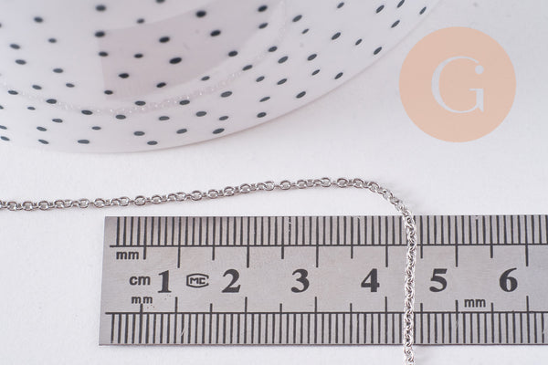 Chaine maille forçat acier inoxydable platine 2mm, x1 mètre (G10678)