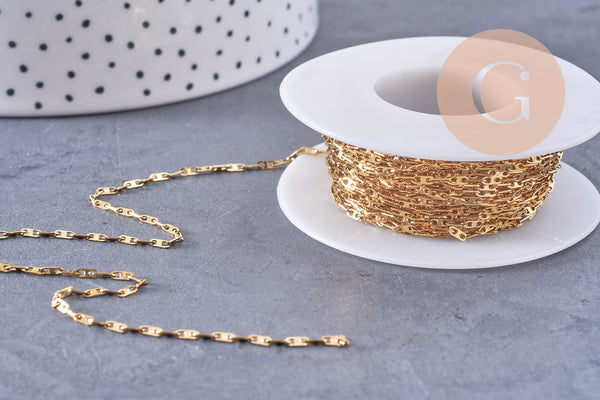 Chaine maille marine acier inoxydable doré IP 14k 1.5mm, x1 mètre (G4409)