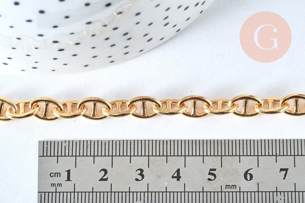 Chaine maille marine laiton doré 16k 10x6.6mm, x1 metre (G6782)
