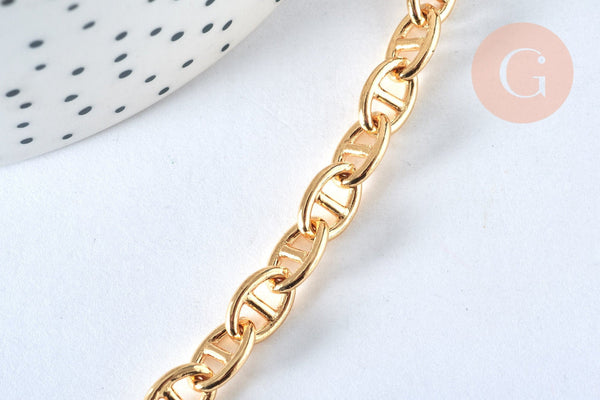 Chaine maille marine laiton doré 16k 10x6.6mm, x1 metre (G6782)