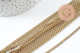 Chaine maille plate laiton brut 4mm, chaine création bijoux, x1 metre (G9740)