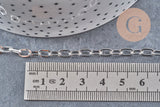 Chaine maille rectangle acier 304 inoxydable argenté 7x4mm, x1 mètre (G10870)