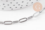 Chaine maille rectangle acier inoxydable platine 9.7mm, x1 mètre (G10679)