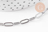 Chaine maille rectangle acier inoxydable platine 9.7mm, x1 mètre (G10679)