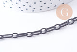Chaine maille rectangle fer noir 10mm, 1 metre (G1394)