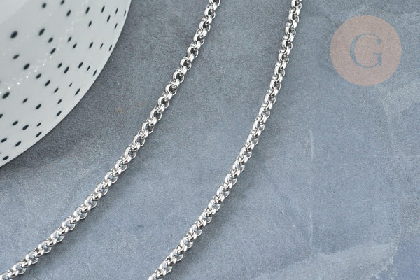 Chaine maille rollo acier inoxydable 304 argenté 3mm, x1 mètre (G8140)