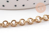 Chaine maille rollo acier inoxydable 304 doré IP 18K 5mm, x1 mètre (G10518)