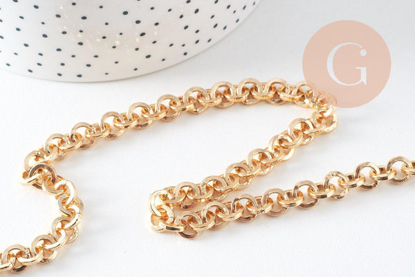 Chaine maille rollo aluminium doré 8mm, x1 mètre (G10595)