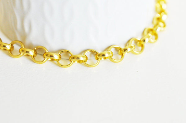 Chaine maille rollo aluminium doré 8mm,chaine collier pour création bijoux dorés x1mètre G4060