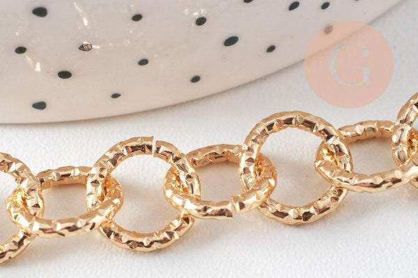 Chaine maille rollo aluminium doré texturé 11.5mm, x1 mètre (G10592)