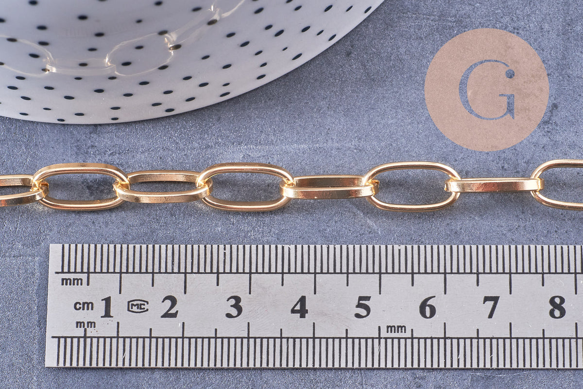 Chaine doré grosse maille aluminium doré 15.5x8x1mm, x1 mètre (G2124)