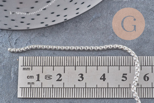 Chaine maille vénitienne acier 304 inoxydable argenté 2x2mm, x1 mètre (G10868)