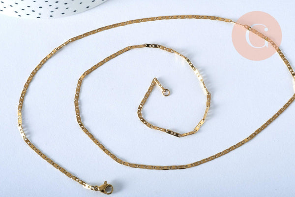 Chaine marine avec fermoir acier 304 inoxydable doré 14k 1.7mm-45cm, x1 (G0156)