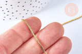 Chaine non soudée cube vénitienne acier 304 inoxydable doré 1.5mm, x1 mètre (G6935)