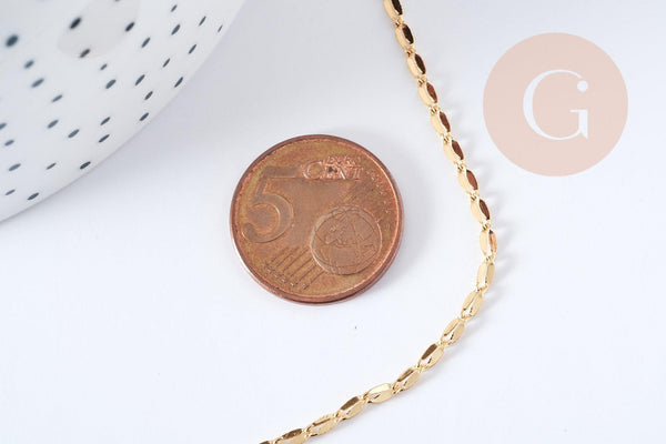 Chaine ovale laiton dorée 14 carats fantaisie 5mm, x1 metre (G0395)