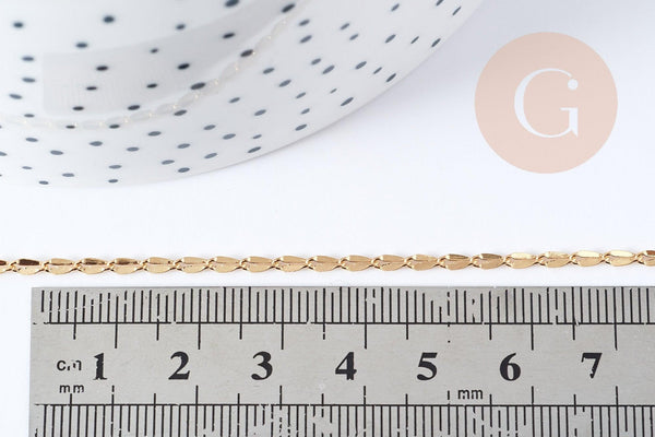 Chaine ovale laiton dorée 14 carats fantaisie 5mm, x1 metre (G0395)