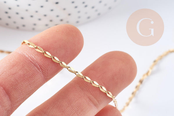 Chaine ovale laiton dorée 14 carats fantaisie 5mm, x1 metre (G0395)