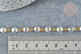 Chaine perles acrylique géométrique facettée 6mm fer doré, x1 mètre (G7354)