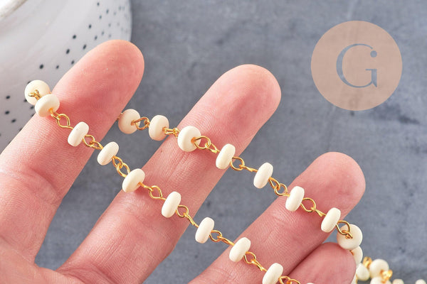 Chaine perles polymère fer doré heishi 7x3.5 mm ,fabrication bijoux colorés, x1 mètre (G7236)