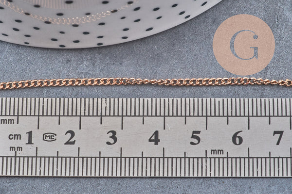 Chaine plate acier 304 inoxydable or rose IP 2.5x2mm, x1 mètre (G10878)
