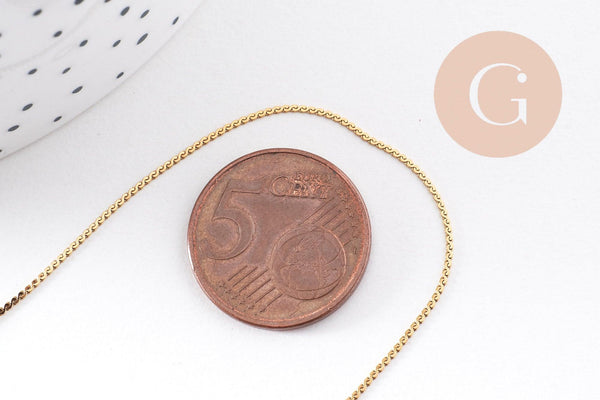 Chaine plate torsadée acier inoxydable doré avec fermoir 0.9mm/45cm, x1 (G10264)