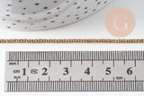 Chaine rolo acier inoxydable 304 doré IP 18k maille rolo 2mm, x1mètre (G2057)