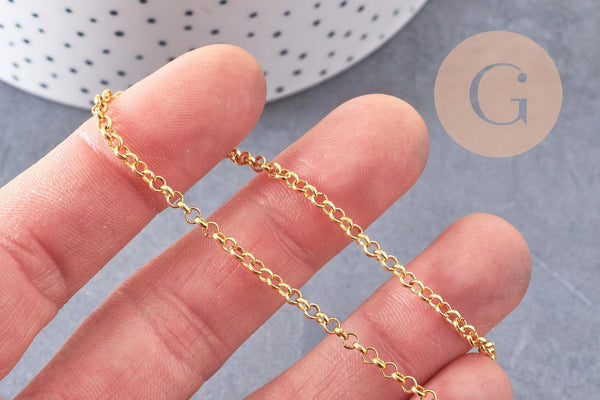 Chaine rollo fer doré 2.7 mm, x 5 mètres (G0264)
