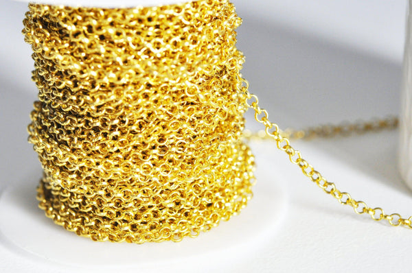 Chaine rollo fer doré 4mm, x5 mètres (G2871)