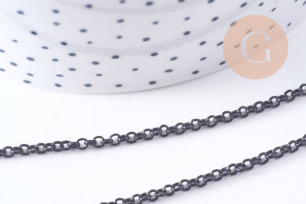 Chaine rollo fer noir intense 2.7mm, x1 mètre (G10631)