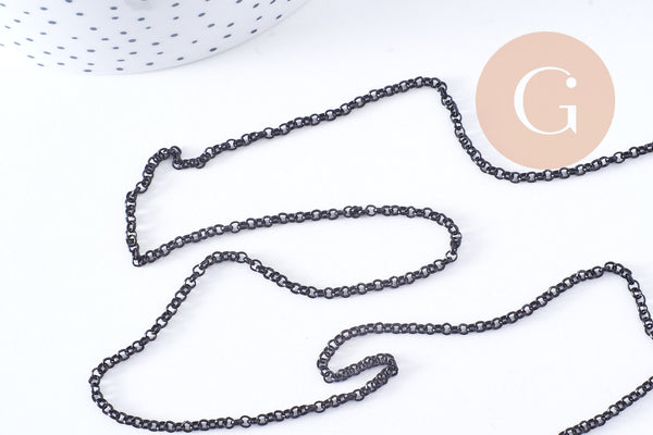 Chaine rollo fer noir intense 2.7mm, x1 mètre (G10631)