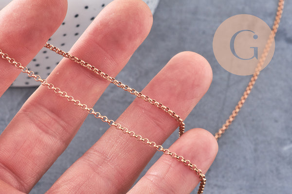 Chaine rollo laiton brut 2mm, x 5 mètres (G1639)